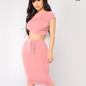 Fashion Nova Casual Lover Cropped Top and Skirt